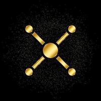 atom, atom bond gold icon. Vector illustration of golden particle background. isolated vector sign symbol - Education icon black background .