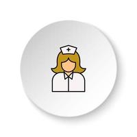 Round button for web icon, Diseases, nurse. Button banner round, badge interface for application illustration on white background vector