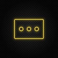 Yellow neon icon cinema, theater, ticket.Transparent background. Yellow neon vector icon on dark background