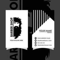 Vector Barber shop business card and mens salon or barber shop logo black and white