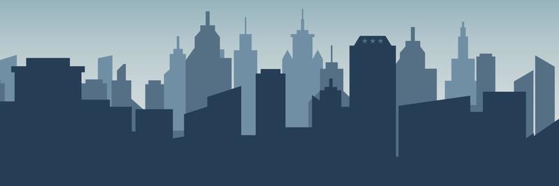 Set of cityscape background. Skyline silhouettes. Modern architecture. Horizontal banner with megapolis panorama. Building icon. Vector illustration. City silhouettes, building vector illustration