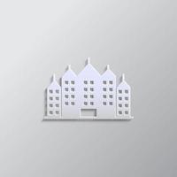 building paper style, icon. Grey color vector background- Paper style vector icon.