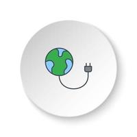 Round button for web icon, charger, earth, eco. Button banner round, badge interface for application illustration on white background vector