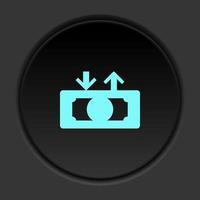 Round button icon, Card, credit, money. Button banner round, badge interface for application illustration on dark background vector