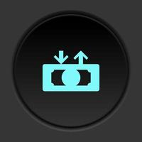 Round button icon, Card, credit, money. Button banner round, badge interface for application illustration on dark background vector