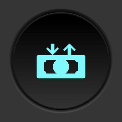 Round button icon, Card, credit, money. Button banner round, badge interface for application illustration on dark background