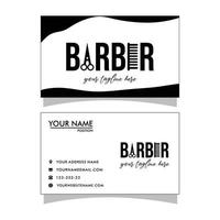 Vector Barber shop business card and mens salon or barber shop logo black and white