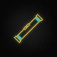 building, construction, industry, level. Blue and yellow neon vector icon. Vector transparent background