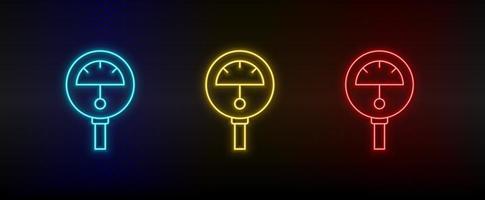 Neon icon set atmospheric. Set of red, blue, yellow neon vector icon on transparency dark background