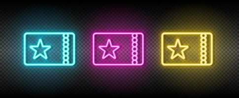 cinema, show, ticket neon vector icon. Illustration neon blue, yellow, red icon set