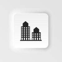 Building vector neumorphic style icon. Building illustration black an white vector neumorphic style icon isolated on white background - Vector. Building neumorphic style icon. .