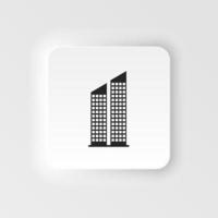 Building vector neumorphic style icon. Building illustration black an white vector neumorphic style icon isolated on white background - Vector. Building neumorphic style icon. .