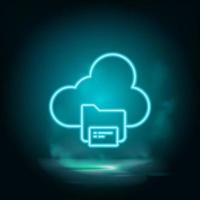 Backup , cloud ,files vector blue neon icon. Illustration isolated vector sign symbol - computer technologies icon vector neon - Vector