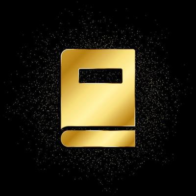 book gold icon. Vector illustration of golden particle background. isolated vector sign symbol - Education icon black background .