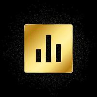 analytics, graph gold icon. Vector illustration of golden particle background. gold icon