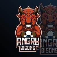 Angry Bison Football Animal Team Badge vector