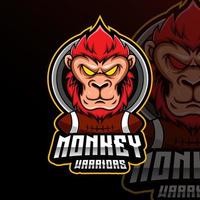 Monkey Warriors Rugby Animal Team Badge vector