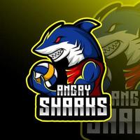 Angry Shark Volleyball Animal Team Badge vector