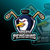 pingüinos hockey animal equipo Insignia vector