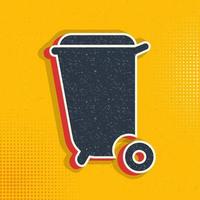 bin, trash pop art, retro icon. Vector illustration of pop art style on retro background