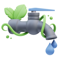 economizar água ilustração 3d png