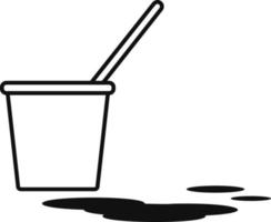 Line vector icon bucket, mop. Outline vector icon on white background