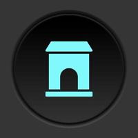Round button icon, building, college. Button banner round, badge interface for application illustration on dark background vector