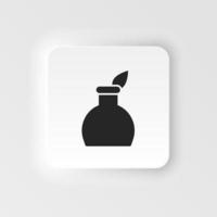 Feather pen, ink pot icon - Vector. Simple element illustration from UI concept. Feather pen, ink pot icon neumorphic style vector icon .