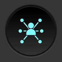Round button icon, Flag, go. Button banner round, badge interface for application illustration on dark background vector