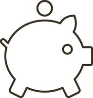 Line vector icon cash, money, piggy bank. Outline vector icon on white background
