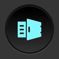 Round button icon, Bag, market, shop. Button banner round, badge interface for application illustration on dark background vector