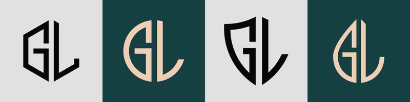 Creative simple Initial Letters GL Logo Designs Bundle. vector