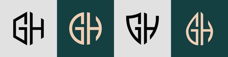 Creative simple Initial Letters GH Logo Designs Bundle. vector