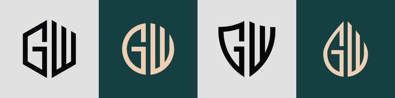 Creative simple Initial Letters GW Logo Designs Bundle. vector