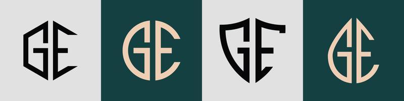 Creative simple Initial Letters GE Logo Designs Bundle.