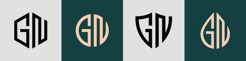 Creative simple Initial Letters GN Logo Designs Bundle. vector