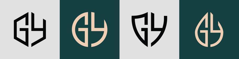 Creative simple Initial Letters GY Logo Designs Bundle. vector