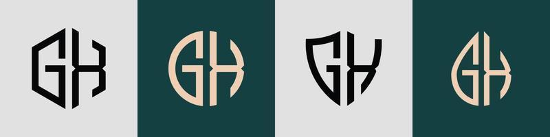 Creative simple Initial Letters GX Logo Designs Bundle. vector