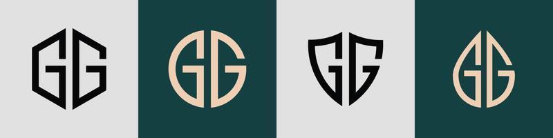 Creative simple Initial Letters GG Logo Designs Bundle. vector