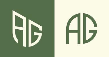 Paquete de diseños de logotipos ag con letras iniciales simples y creativas. vector
