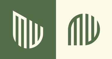 Creative simple Initial Letters MW Logo Designs Bundle. vector