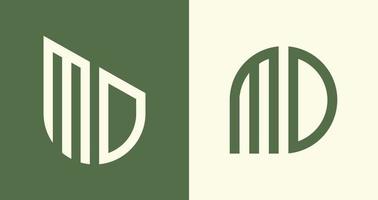 paquete de diseños de logotipo md de letras iniciales simples y creativas. vector