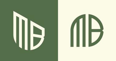 Creative simple Initial Letters MB Logo Designs Bundle. vector