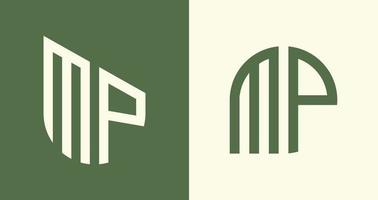 Creative simple Initial Letters MP Logo Designs Bundle. vector