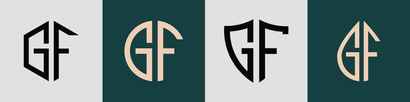 Creative simple Initial Letters GF Logo Designs Bundle.
