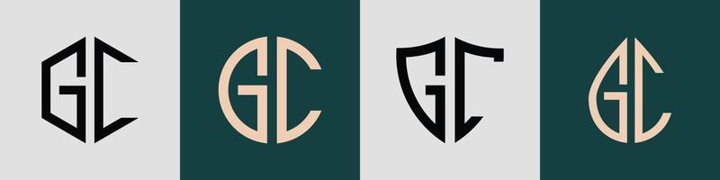 Creative simple Initial Letters GC Logo Designs Bundle. vector