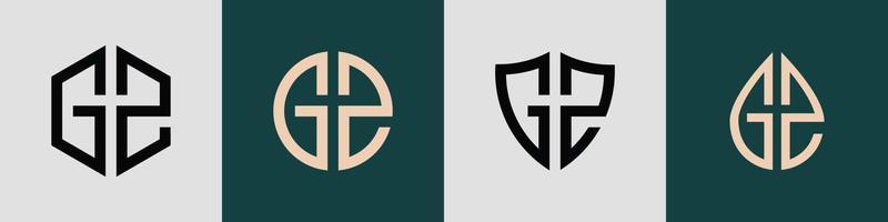 Creative simple Initial Letters GZ Logo Designs Bundle. vector