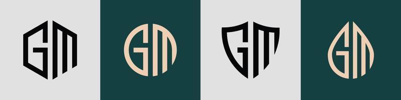 Creative simple Initial Letters GM Logo Designs Bundle. vector