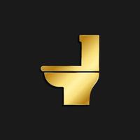 Bathroom, commode gold icon. Vector illustration of golden icon on dark background