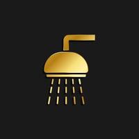 Bath, bathroom, shower gold icon. Vector illustration of golden icon on dark background